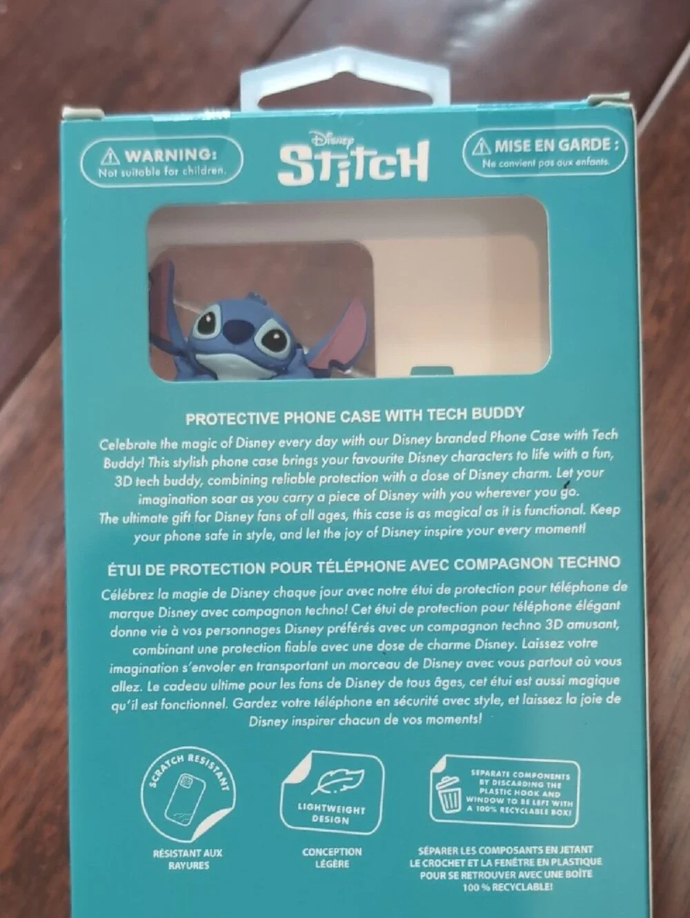 Disney Stitch Phone Case with Blue Tech Buddy and Patterned Artwork